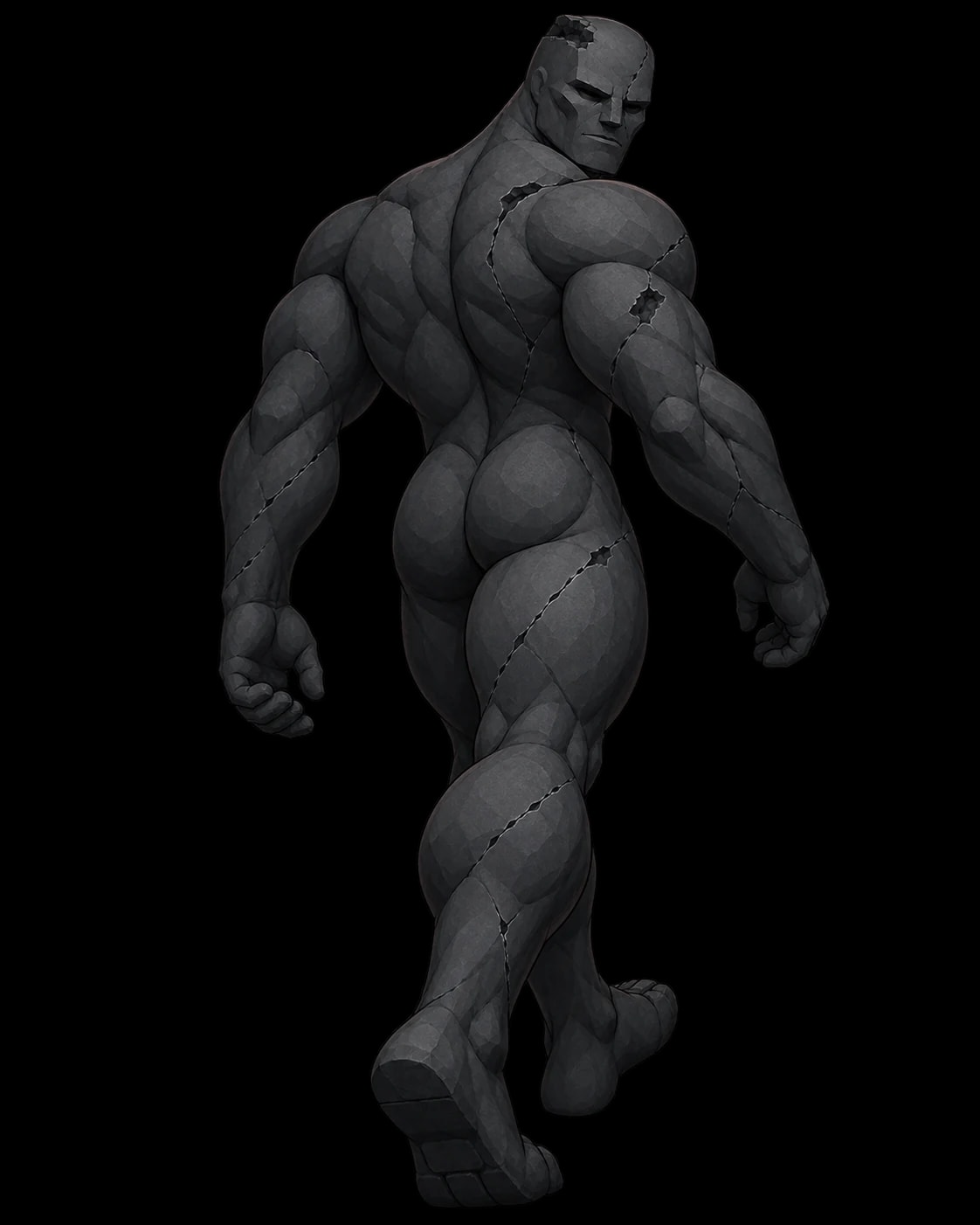The Walker seen from behind, walking away.